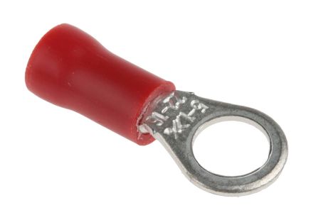 RS PRO Insulated Ring Terminal, M5 Stud Size, 0.5mm² to 1.5mm² Wire Size, Red, 26.7mm Length