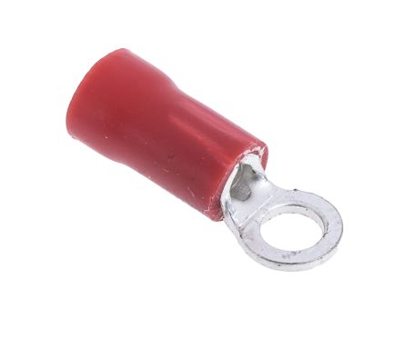 RS PRO Insulated Ring Terminal, M3 Stud Size, 0.5mm² to 1.5mm² Wire Size, Red, 17.5mm Length