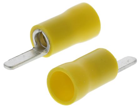 RS PRO Insulated Crimp Blade Terminal 10mm Blade Length, 2.5mm² to 6mm², 12AWG to 10AWG, Yellow