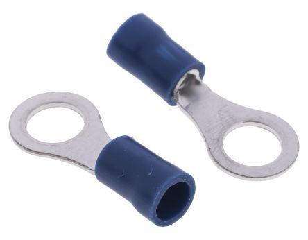 RS PRO Insulated Ring Terminal, M6 Stud Size, 1.5mm² to 2.5mm² Wire Size, Blue, 26.7mm Length
