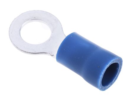 RS PRO Insulated Ring Terminal, M5 Stud Size, 1.5mm² to 2.5mm² Wire Size, Blue, 21mm Length