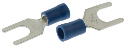 RS PRO Insulated Crimp Spade Connector, 1.5mm² to 2.5mm², 16AWG to 14AWG, M6 Stud Size Vinyl, Blue, 11mm Width