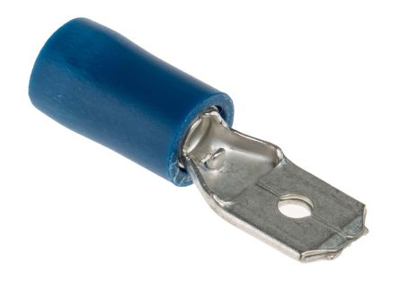 RS PRO Blue Insulated Male Spade Connector, Tab, 6.35 x 0.8mm Tab Size, 1.5mm² to 2.5mm² (534-682)