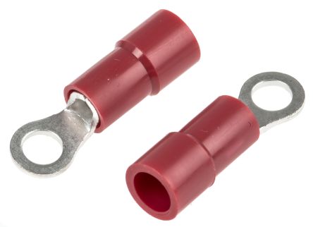 RS PRO Insulated Ring Terminal, M3 Stud Size, 0.5mm² to 1.5mm² Wire Size, Red, 18.5mm Length