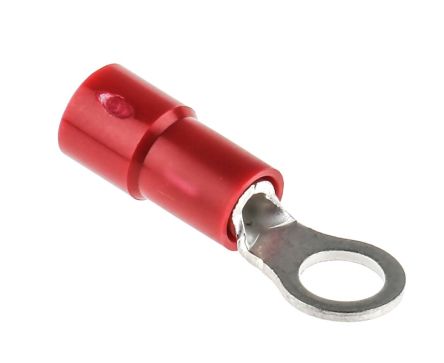 RS PRO Insulated Ring Terminal, M4 Stud Size, 0.5mm² to 1.5mm² Wire Size, Red, 20.4mm Length