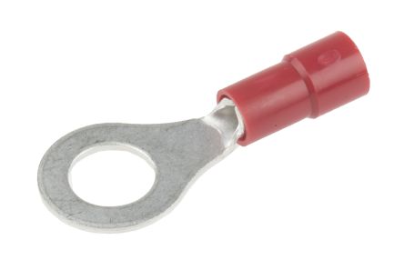 RS PRO Insulated Ring Terminal, M6 Stud Size, 0.5mm² to 1.5mm² Wire Size, Red, 27.8mm Length