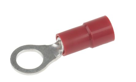 RS PRO Insulated Ring Terminal, M5 Stud Size, 0.5mm² to 1.5mm² Wire Size, Red, 21.8mm Length