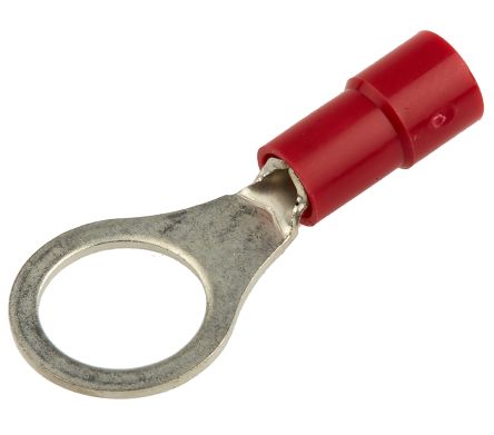 RS PRO Insulated Ring Terminal, M8 Stud Size, 0.5mm² to 1.5mm² Wire Size, Red, 27.8mm Length