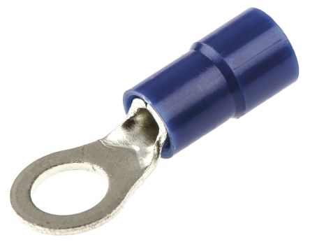 RS PRO Insulated Ring Terminal, M5 Stud Size, 1.5mm² to 2.5mm² Wire Size, Blue, 22.8mm Length