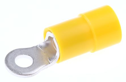 RS PRO Insulated Ring Terminal, M3 Stud Size, 4mm² to 6mm² Wire Size, Yellow