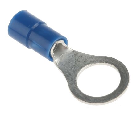 RS PRO Insulated Ring Terminal, M8 Stud Size, 1.5mm² to 2.5mm² Wire Size, Blue, 27.8mm Length