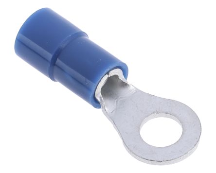 RS PRO Insulated Ring Terminal, M4 Stud Size, 1.5mm² to 2.5mm² Wire Size, Blue, 22.8mm Length