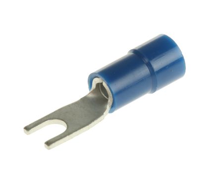 RS PRO Insulated Crimp Spade Connector, 1.5mm² to 2.5mm², 16AWG to 14AWG, M3 Stud Size Vinyl, Blue