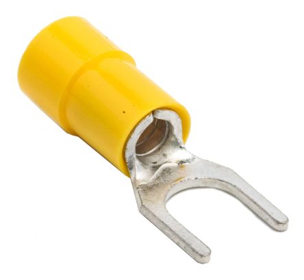 RS PRO Insulated Crimp Spade Connector, 4mm² to 6mm², 12AWG to 10AWG, M6 Stud Size Vinyl, Yellow 