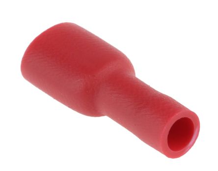 RS PRO Red Insulated Female Spade Connector, Double Crimp, 6.35 x 0.8mm Tab Size, 0.5mm² to 1.5mm² (624-1184)