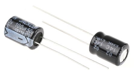 RS PRO 100μF Electrolytic Capacitor 50V DC, Through Hole, 200mA Ripple Current