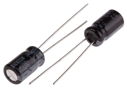 RS PRO 1μF Electrolytic Capacitor 250V DC, Through Hole