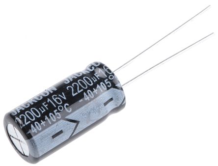 RS PRO 2200μF Electrolytic Capacitor 16V DC, Through Hole