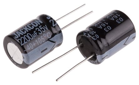 RS PRO 2200μF Electrolytic Capacitor 35V DC, Through Hole (170-1233)