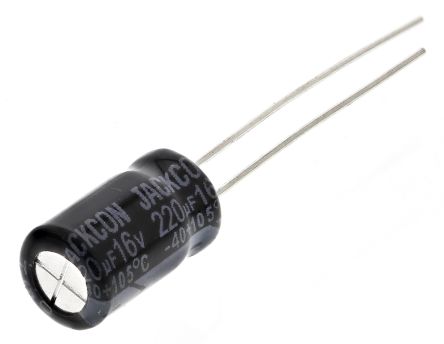 RS PRO 220μF Electrolytic Capacitor 16V DC, Through Hole, 6.3mm Diameter