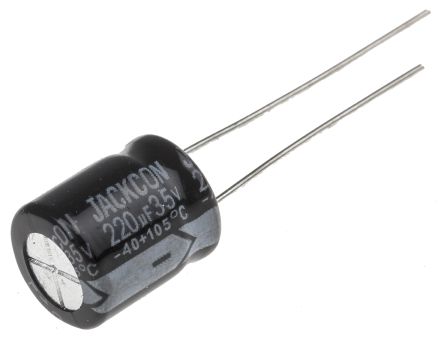 RS PRO 220μF Electrolytic Capacitor 35V DC, Through Hole, 10mm Diameter