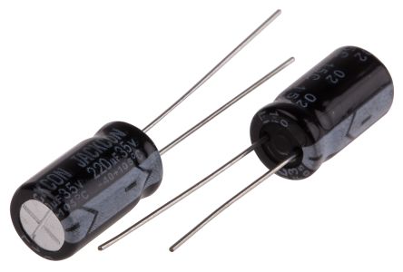 RS PRO 220μF Electrolytic Capacitor 35V DC, Through Hole, 8mm Diameter