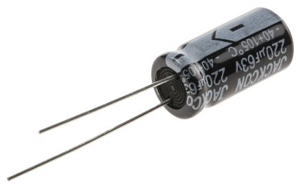 RS PRO 220μF Electrolytic Capacitor 63V DC, Through Hole