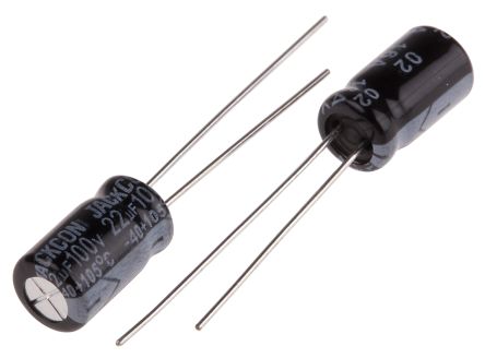 RS PRO 22μF Electrolytic Capacitor 100V DC, Through Hole