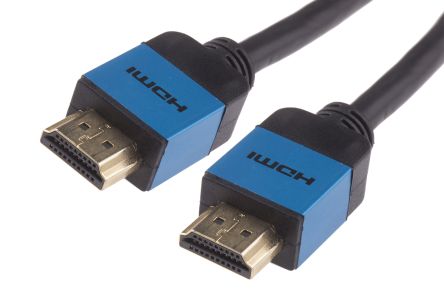 RS PRO Male HDMI to Male HDMI Cable, 3m, Blue Sheath