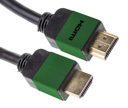 RS PRO Male HDMI to Male HDMI Cable, 7.5m, Green Sheath