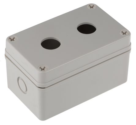 RS PRO Grey Plastic Push Button Enclosure - 2 Hole 22mm Diameter