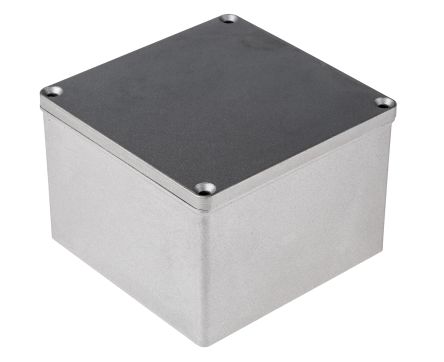RS PRO Grey Die Cast Aluminium Enclosure, IP65, 130 x 130 x 91mm 