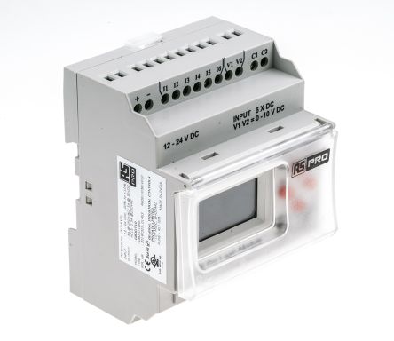 RS PRO Logic Module - 8 Inputs, 4 Outputs, Digital, Relay, ModBus Networking, Computer Interface, Analogue/Digital Type, 12 to 24 V DC