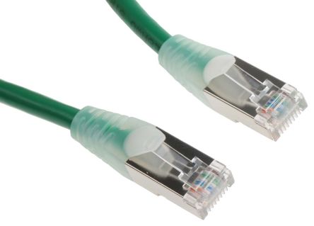 RS PRO Cat5e Ethernet Cable, RJ45 to RJ45, F/UTP Shield, Green PVC Sheath, 2m
