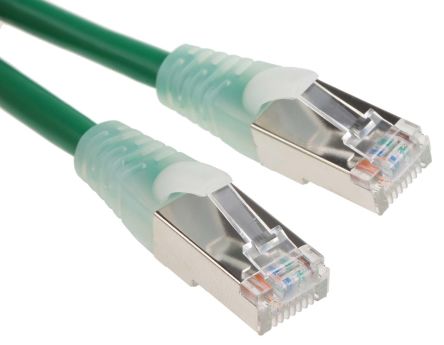 RS PRO Cat5e Ethernet Cable, RJ45 to RJ45, F/UTP Shield, Green PVC Sheath, 500mm