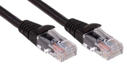 RS PRO Cat5e Ethernet Cable, RJ45 to RJ45, U/UTP Shield, Black LSZH Sheath, 2m