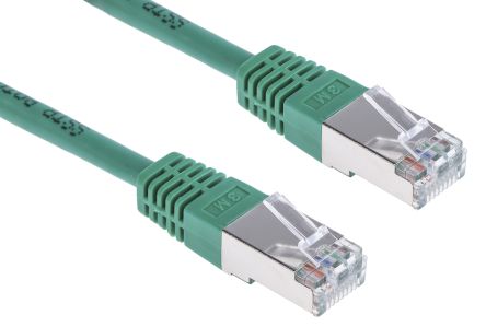 RS PRO Cat6 Ethernet Cable, RJ45 to RJ45, S/FTP Shield, Green PVC Sheath, 3m