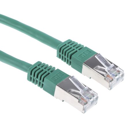 RS PRO Cat6 Ethernet Cable, RJ45 to RJ45, S/FTP Shield, Green PVC Sheath, 5m