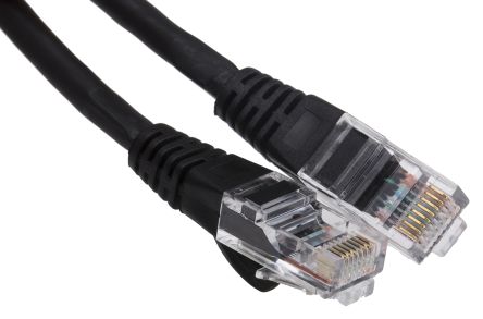 RS PRO Cat6 Ethernet Cable, RJ45 to RJ45, U/UTP Shield, Black PVC Sheath, 500mm 