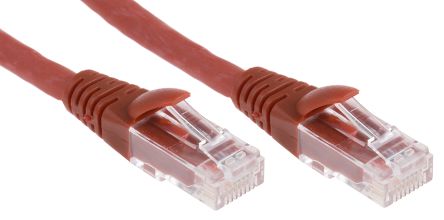 RS PRO Cat6 Ethernet Cable, RJ45 to RJ45, U/UTP Shield, Red LSZH Sheath, 2m