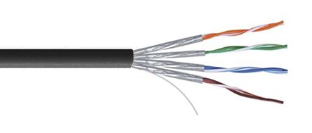 RS PRO Cat7 Ethernet Cable, U/FTP Shield, Black PVC Sheath, 100m