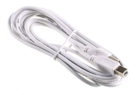 RS PRO Male USB A to Male USB B Cable, USB 2.0, 3m, White Sheath