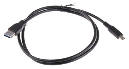 RS PRO Male USB A to Male USB C Cable, USB 3.1, 1m, Black Sheath (895-0495)