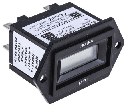RS PRO Hour Meter Counter, 6 Digit, 10 to 80 V DC (896-6970)