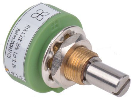 RS PRO 1kΩ Rotary Potentiometer 1-Gang Panel Mount, Conductive Plastic, 6.35mm Shaft Diameter