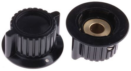 RS PRO 28.4mm Black Potentiometer Knob for 6.35mm Shaft Splined