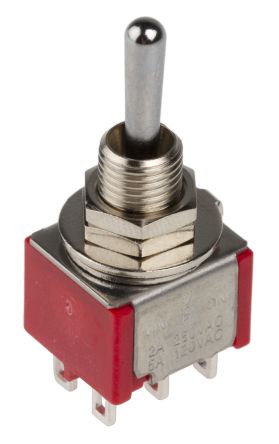 RS PRO DPDT Toggle Switch, On-Off-On, Panel Mount, 10.41mm Actuator Length