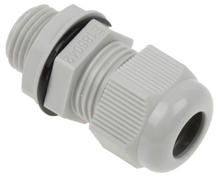 RS PRO Cable Gland, M16 Max. Cable Dia. 10mm, Nylon, Grey, 5mm Min. Cable Dia., IP68, with Locknut