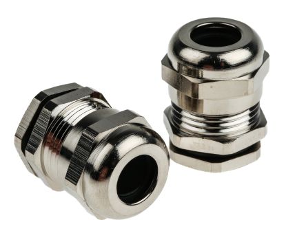 RS PRO Cable Gland, M16 x 1.5 Max. Cable Dia. 10mm, Nickel Plated Brass, Metallic, 5mm Min. Cable Dia., IP68, with (210-0596)