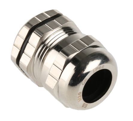 RS PRO Cable Gland, M20 Max. Cable Dia. 12mm, Nickel Plated Brass, Metallic, 6mm Min. Cable Dia., IP68, with Locknut